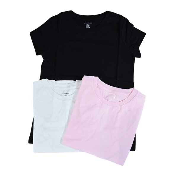 Girls 3-Pack Short Sleeve T-Shirts – Size M (9), White/Black/Pink Basics - Picture 2 of 5